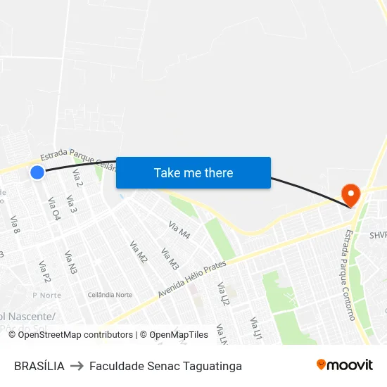 BRASÍLIA to Faculdade Senac Taguatinga map