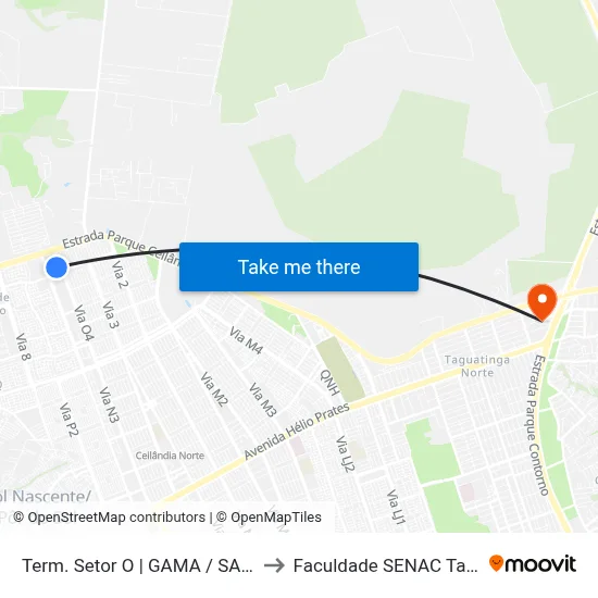 Term. Setor O | GAMA / SAMAMBAIA to Faculdade SENAC Taguatinga map