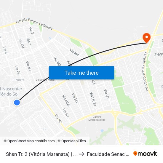 Shsn Tr. 2 (Vitória Maranata) | Ch. 128, Conj. G to Faculdade Senac Taguatinga map