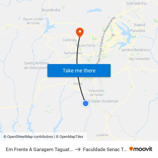 Em Frente À Garagem Taguatur Novo Gama to Faculdade Senac Taguatinga map