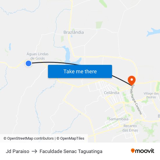 Jd Paraiso to Faculdade Senac Taguatinga map