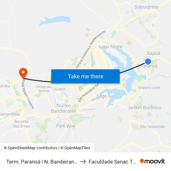 Term. Paranoá | N. Bandeirante / Ceilândia to Faculdade Senac Taguatinga map