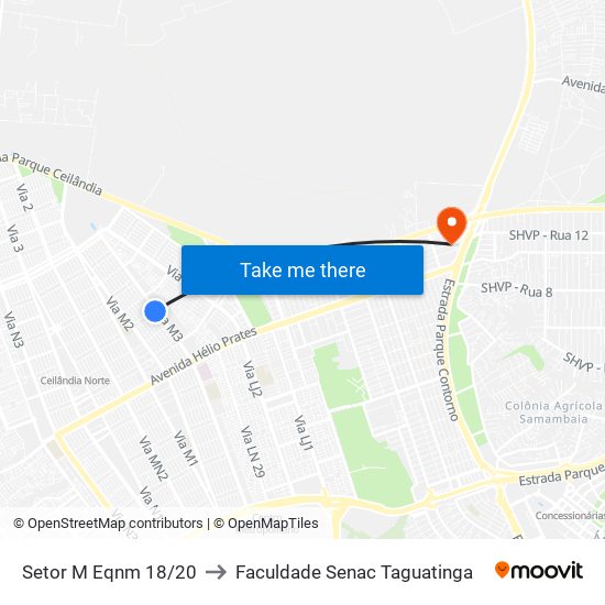 Setor M Eqnm 18/20 to Faculdade Senac Taguatinga map