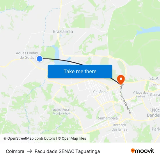 Coimbra to Faculdade SENAC Taguatinga map