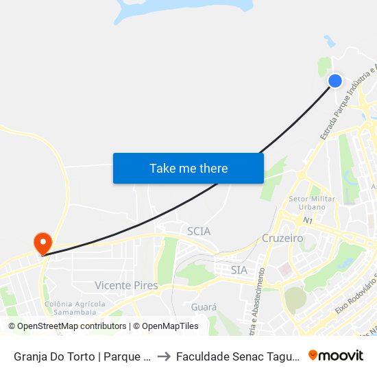 Granja Do Torto | Parque Digital to Faculdade Senac Taguatinga map