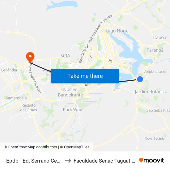 Epdb - Ed. Serrano Center to Faculdade Senac Taguatinga map