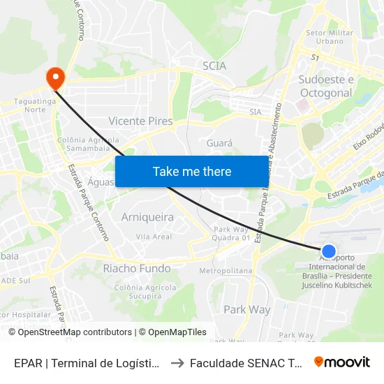 EPAR | Terminal de Logística de Carga to Faculdade SENAC Taguatinga map