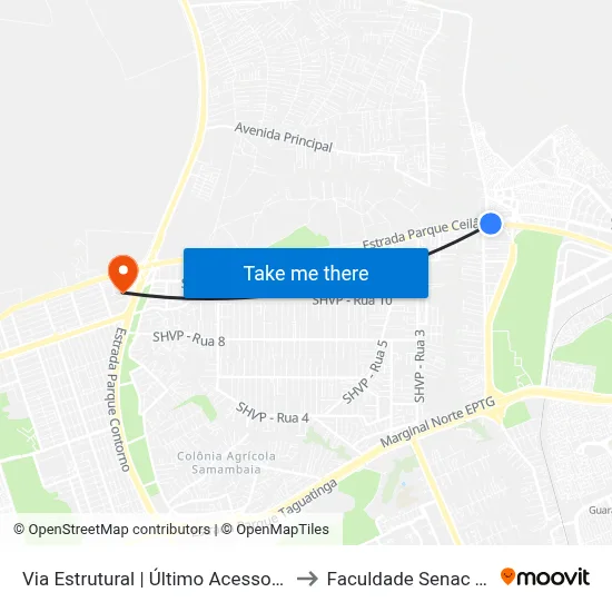 Via Estrutural | Último Acesso À Cid. Estrutural to Faculdade Senac Taguatinga map