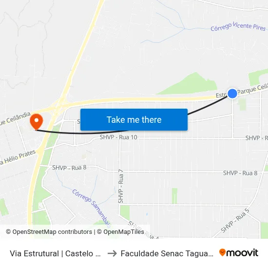 Via Estrutural | Castelo Forte to Faculdade Senac Taguatinga map