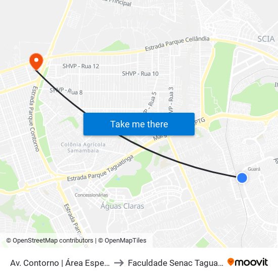 Av. Contorno | Área Especial 2 to Faculdade Senac Taguatinga map