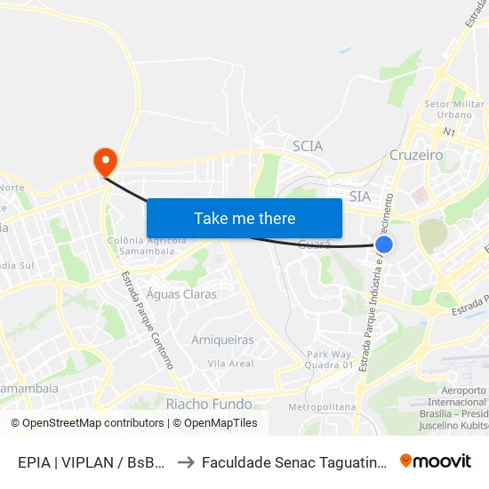 EPIA | VIPLAN / BsBus to Faculdade Senac Taguatinga map