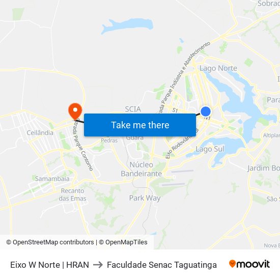 Eixo W Norte | HRAN to Faculdade Senac Taguatinga map