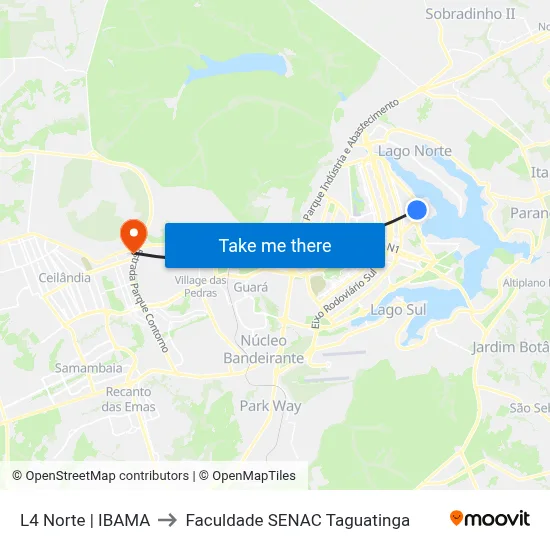 L4 Norte | IBAMA to Faculdade SENAC Taguatinga map