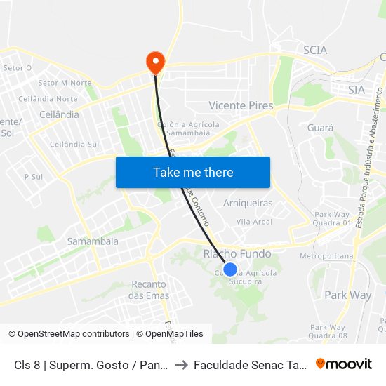 Cls 8 | Superm. Gosto / Panif. América to Faculdade Senac Taguatinga map