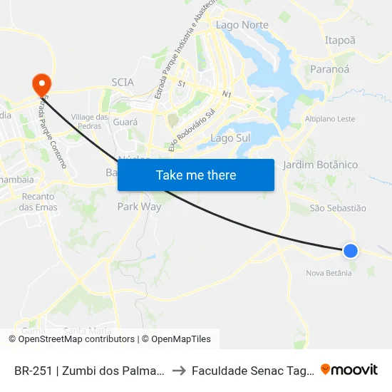 BR-251 | Zumbi dos Palmares, Ch. 9 to Faculdade Senac Taguatinga map