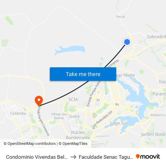 Condomínio  Vivendas Bela Vista to Faculdade Senac Taguatinga map