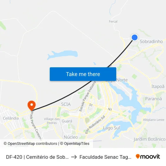 DF-420 | Cemitério de Sobradinho to Faculdade Senac Taguatinga map