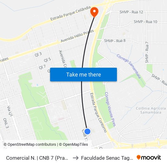 Comercial N. | CNB 7 (Praça do DI) to Faculdade Senac Taguatinga map