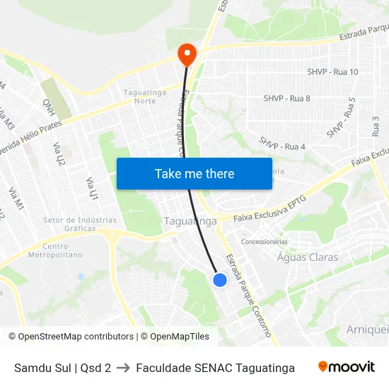Samdu Sul | Qsd 2 to Faculdade SENAC Taguatinga map