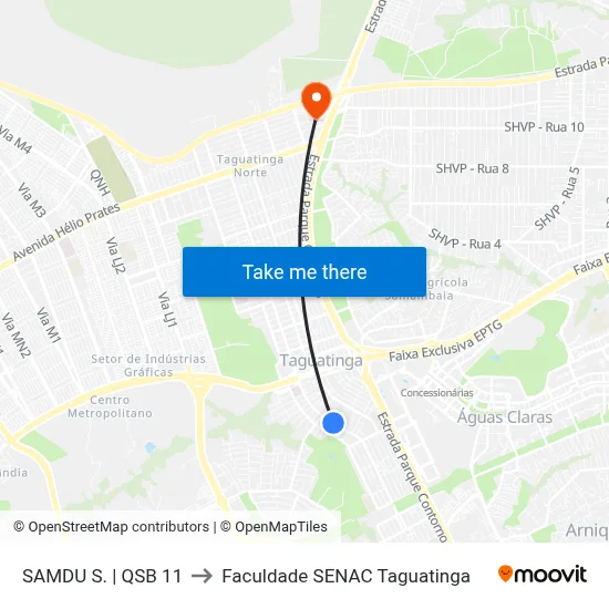 SAMDU S. | QSB 11 to Faculdade SENAC Taguatinga map