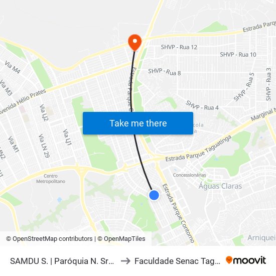 SAMDU S. | Paróquia N. Sra. Fátima to Faculdade Senac Taguatinga map