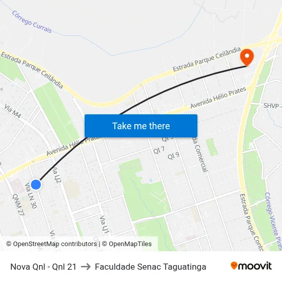 Nova Qnl - Qnl 21 to Faculdade Senac Taguatinga map