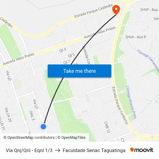 Via Qnj/Qnl - Eqnl 1/3 to Faculdade Senac Taguatinga map