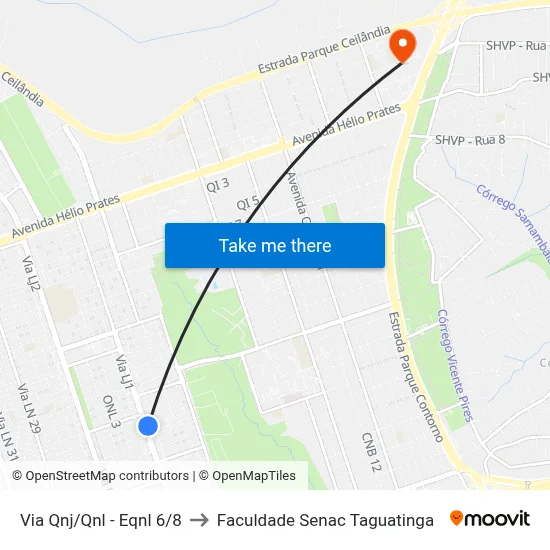 Via Qnj/Qnl - Eqnl 6/8 to Faculdade Senac Taguatinga map