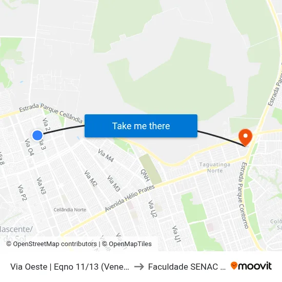 Via Oeste | Eqno 11/13 (Veneza / Serve Mais) to Faculdade SENAC Taguatinga map