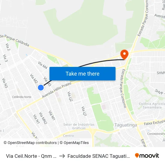 Via Ceil.Norte - Qnm 12 to Faculdade SENAC Taguatinga map