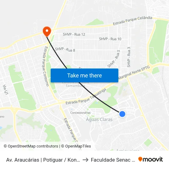 Av. Araucárias | Potiguar / Koni / Peixe Na Rede to Faculdade Senac Taguatinga map