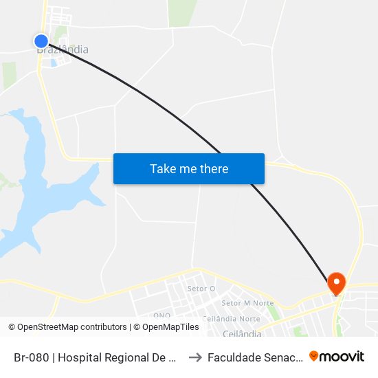 Br-080 | Hospital Regional De Brazlândia «Oposto» to Faculdade Senac Taguatinga map