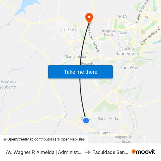 Av. Wagner P. Almeida | Administração / 14ª Dp / A Vila Bar to Faculdade Senac Taguatinga map