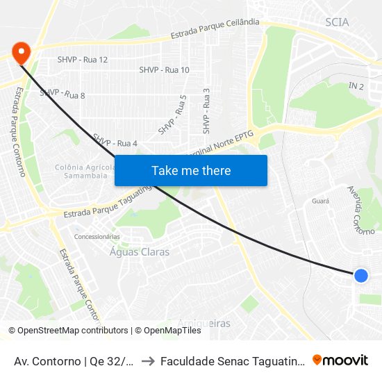 Av. Contorno | Qe 32/34 to Faculdade Senac Taguatinga map