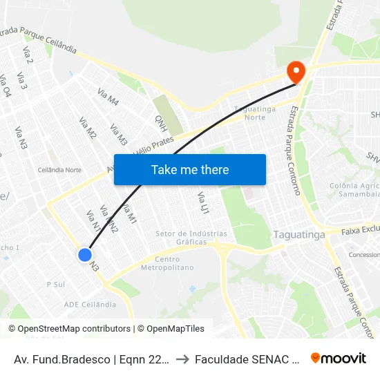 Av. Fund.Bradesco | Eqnn 22/24 (Ultrabox) to Faculdade SENAC Taguatinga map