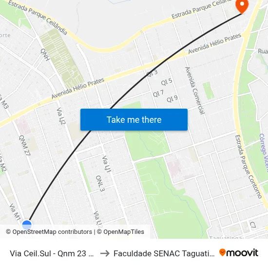 Via Ceil.Sul - Qnm 23 Cj B to Faculdade SENAC Taguatinga map