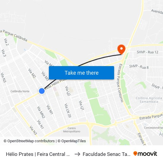 Hélio Prates | Feira Central Da Ceilândia to Faculdade Senac Taguatinga map