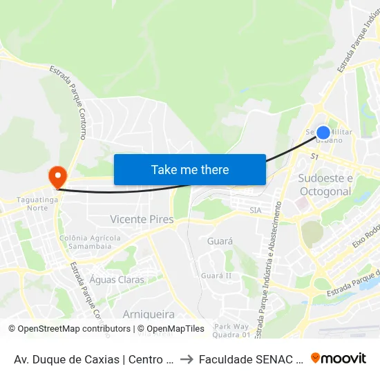 Av. Duque de Caxias | Centro de Seleção / PE to Faculdade SENAC Taguatinga map