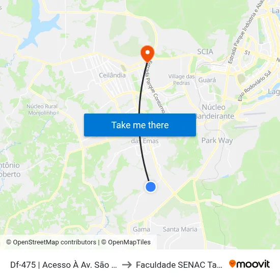 Df-475 | Acesso À Av. São Francisco to Faculdade SENAC Taguatinga map
