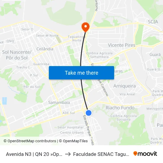 Avenida N3 | QN 20 »Oposto« to Faculdade SENAC Taguatinga map