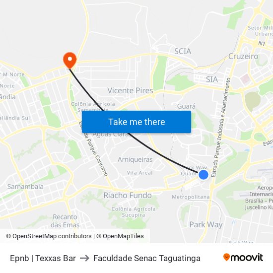 Epnb | Texxas Bar to Faculdade Senac Taguatinga map