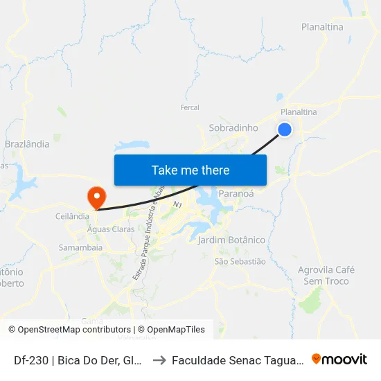 Df-230 | Bica Do Der, Gleba A to Faculdade Senac Taguatinga map