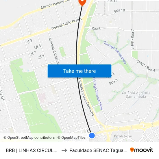 BRB | LINHAS CIRCULARES to Faculdade SENAC Taguatinga map