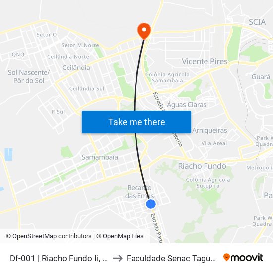 Df-001 | Riacho Fundo Ii, Qn 5a to Faculdade Senac Taguatinga map