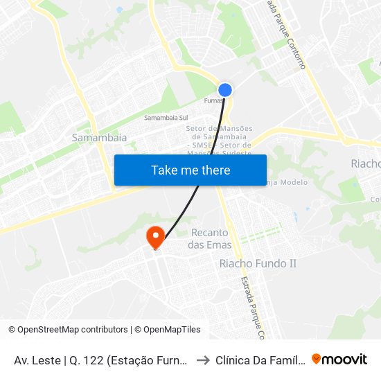 Av. Leste | Q. 122 (Estação Furnas / Ifb / Sest-Senat) to Clínica Da Família 104/105 map