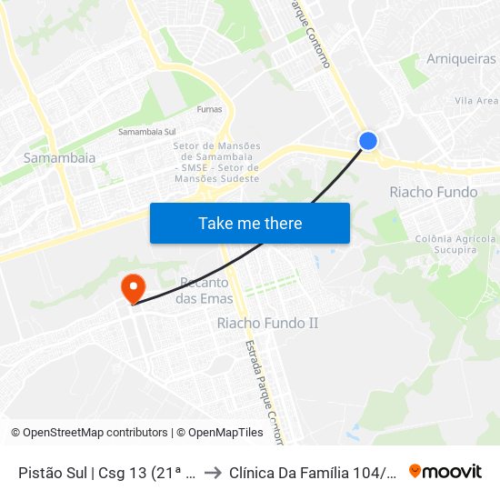 Pistão Sul | Csg 13 (21ª Dp) to Clínica Da Família 104/105 map