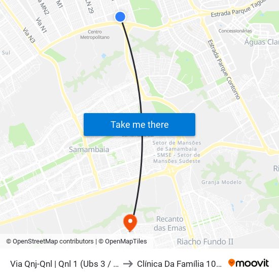 Via Qnj-Qnl | Qnl 1 (Ubs 3 / Ced 6) to Clínica Da Família 104/105 map