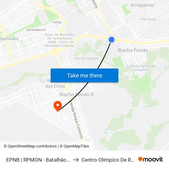 EPNB | RPMON - Batalhão de Polícia Montada to Centro Olímpico De Recanto Das Emas map