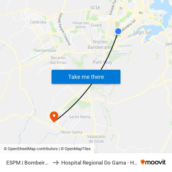 ESPM | Bombeiros to Hospital Regional Do Gama - Hrg map