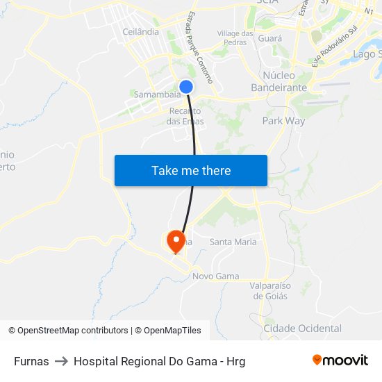 Furnas to Hospital Regional Do Gama - Hrg map